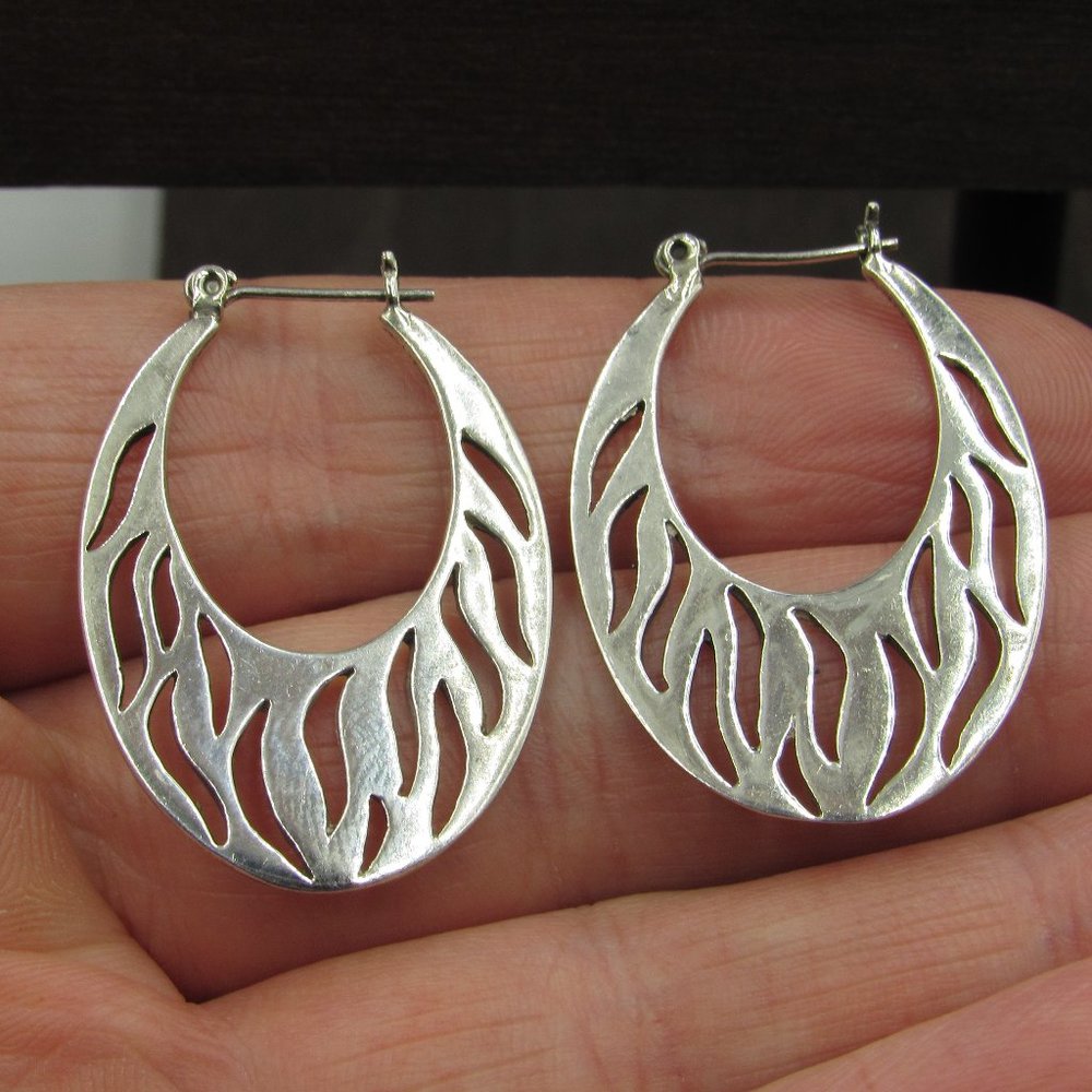 Sterling Stylish Unique Pattern Dangle Earrings - image 1